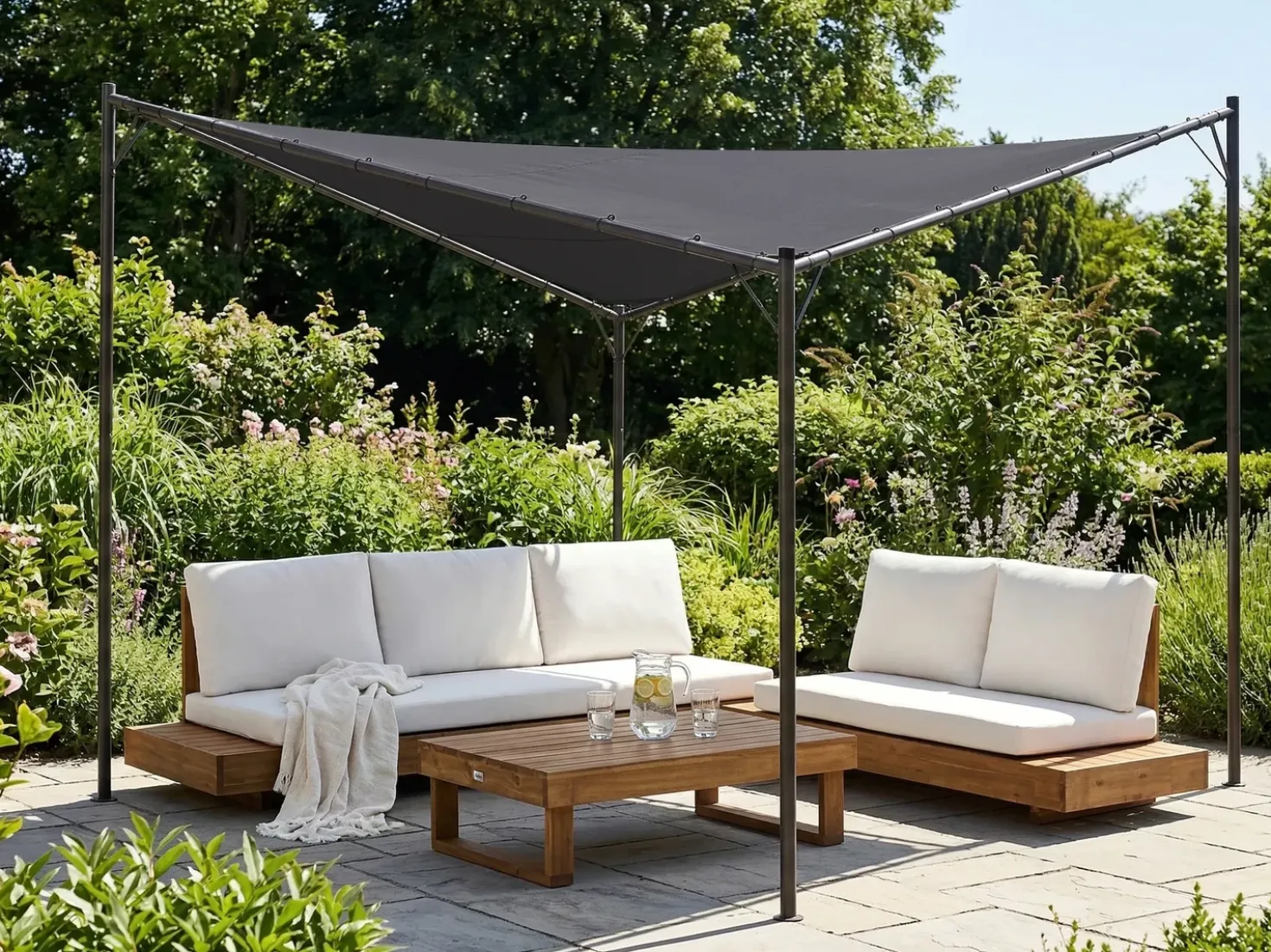 Gazebo AVENTINE Metallo 300 cm 300 cm Grigio scuro