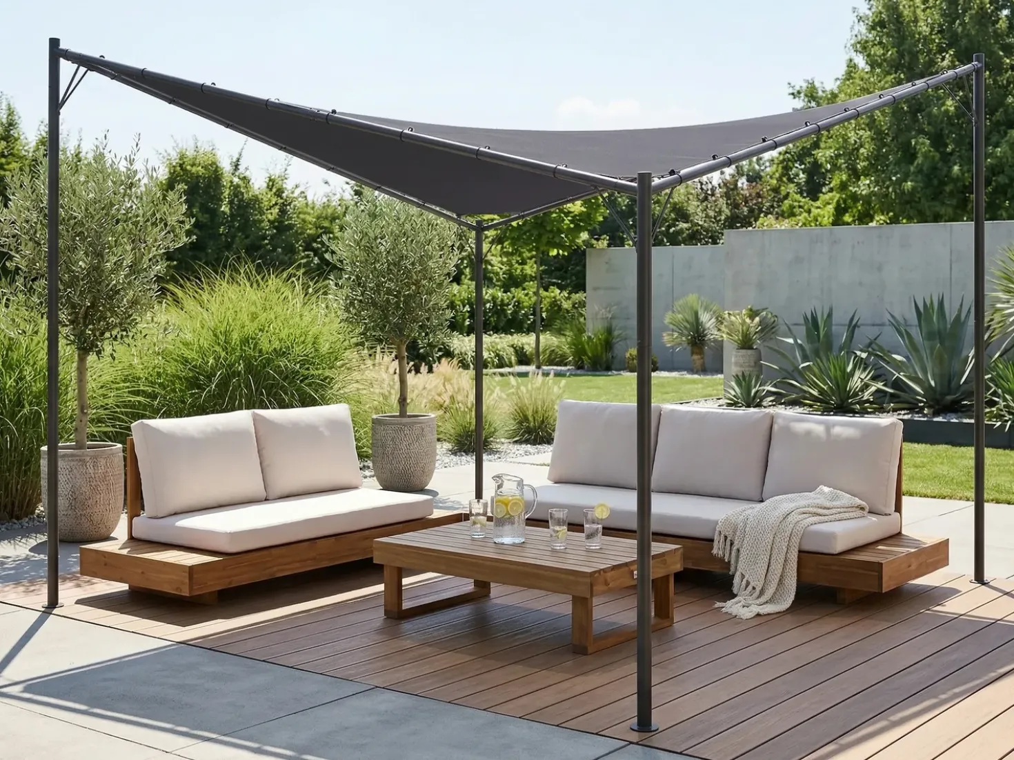 Gazebo AVENTINE Metallo 300 cm 300 cm Grigio scuro