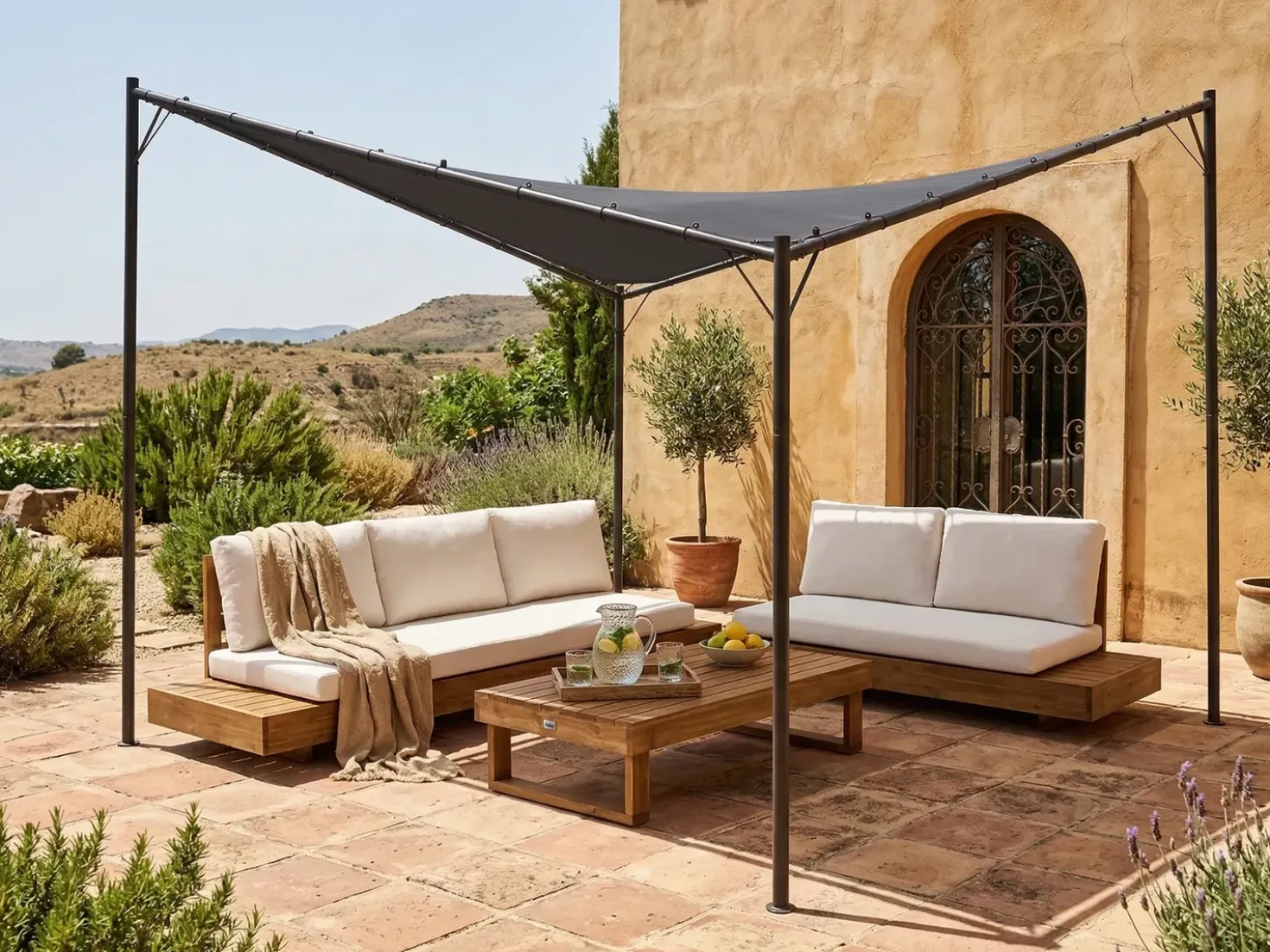 Gazebo AVENTINE Metallo 300 cm 300 cm Grigio scuro