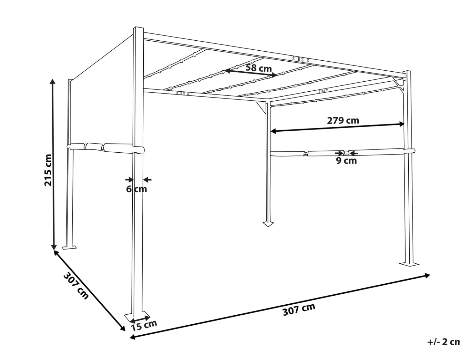 Gazebo LED PARGA Metallo 310 cm 310 cm Grigio