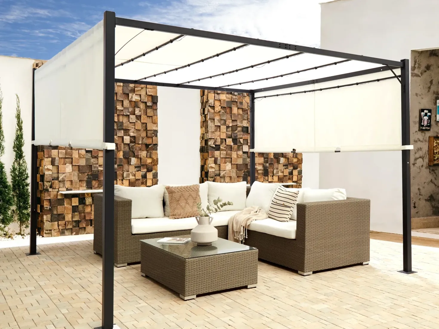Gazebo LED PARGA Metallo 310 cm 310 cm Beige