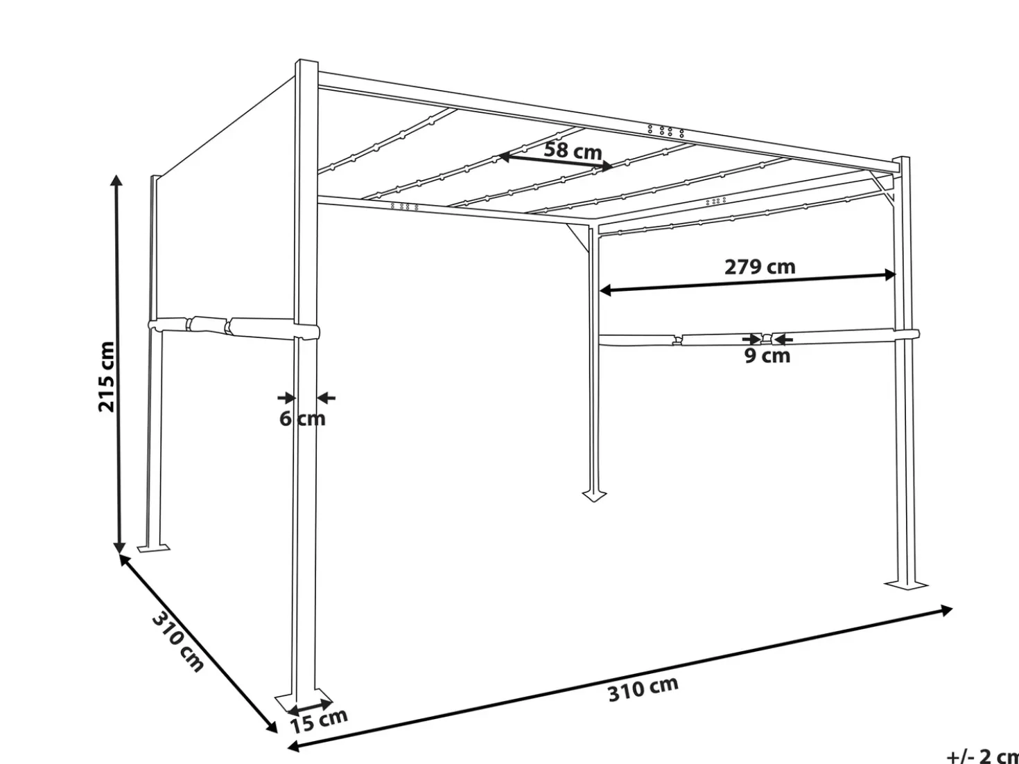 Gazebo LED PARGA Metallo 310 cm 310 cm Beige