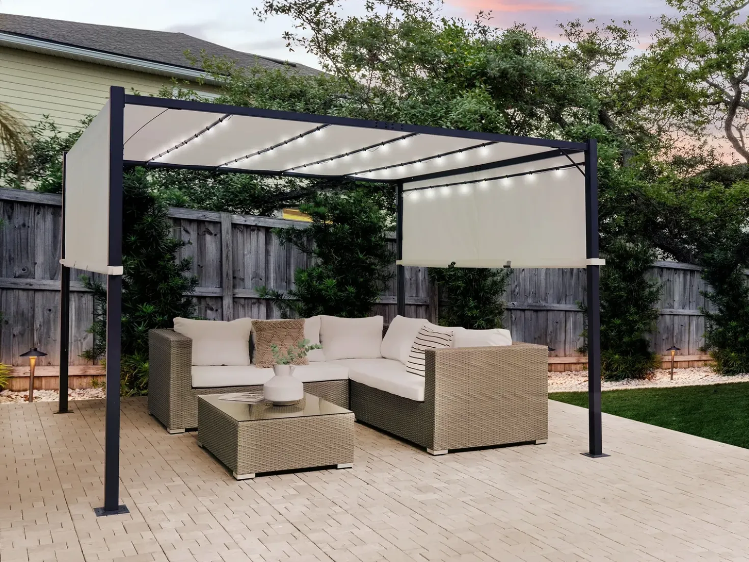 Gazebo LED PARGA Metallo 310 cm 310 cm Beige