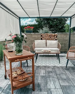 Gazebo LED PARGA Metallo 310 cm 310 cm Beige