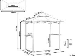 Gazebo NARO Metallo 240 cm 148 cm Verde scuro