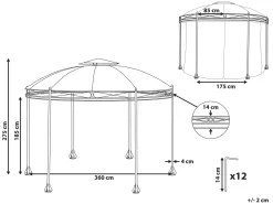 Gazebo SAFARA Metallo 368 cm 368 cm Beige