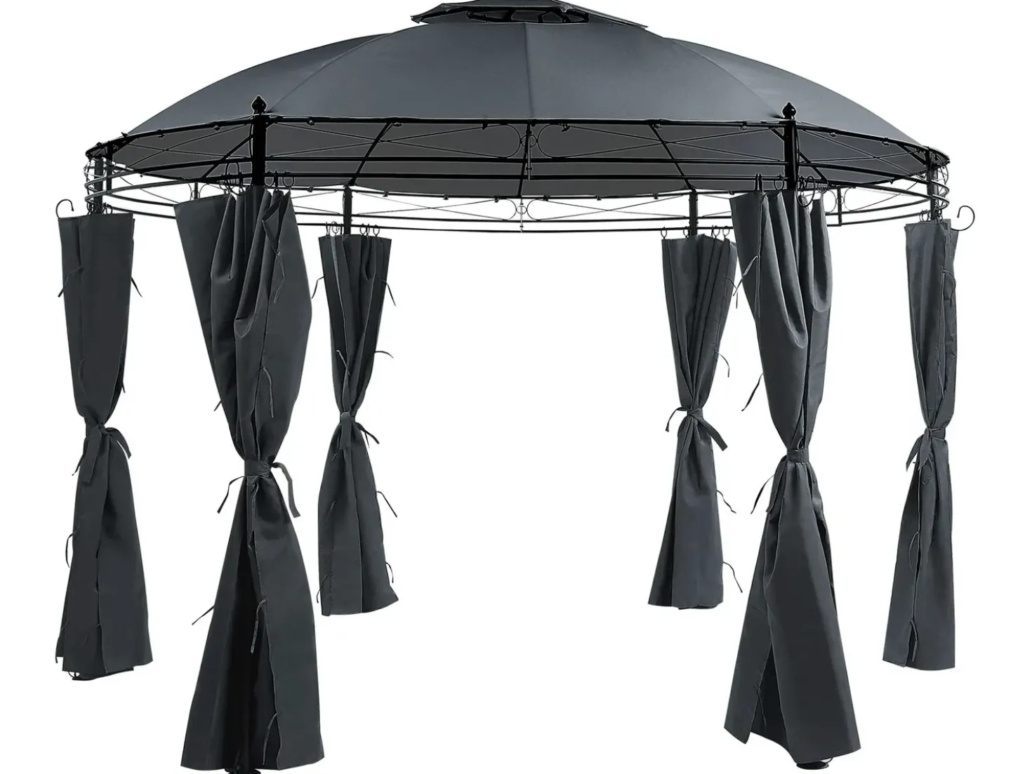 Gazebo SAFARA Metallo 368 cm 368 cm Grigio grafite