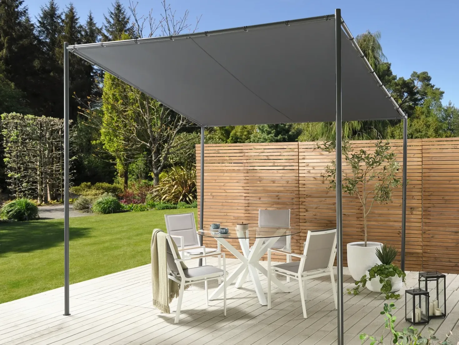 Gazebo VIMINO Metallo 282 cm 294 cm Grigio scuro