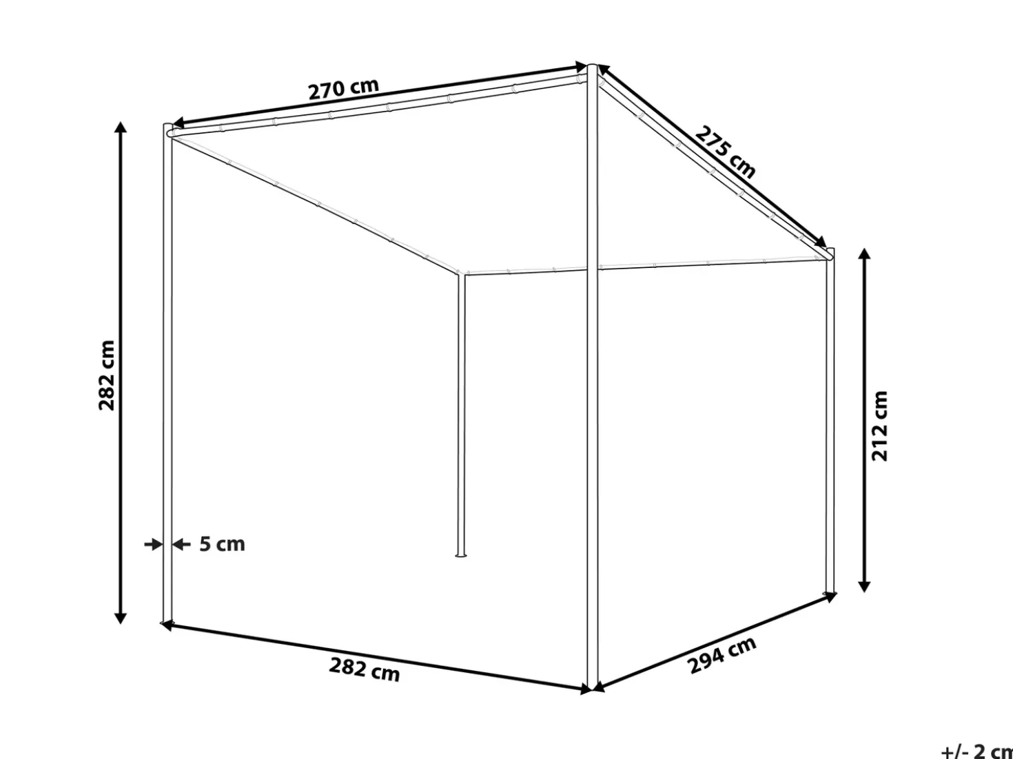 Gazebo VIMINO Metallo 282 cm 294 cm Grigio scuro
