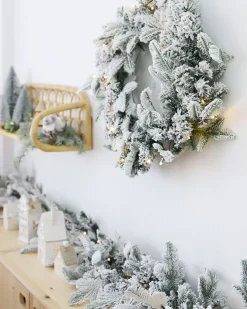 Ghirlanda natalizia innevata LED SUNDO Bianco 70 cm
