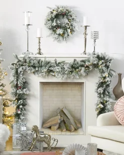 Ghirlanda natalizia innevata LED WHITEHORN Bianco 55 cm