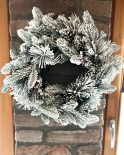 Ghirlanda natalizia innevata LED WHITEHORN Bianco 55 cm