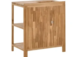 Isola per cucina esterna con lavello VENOSA Legno d'acacia Marrone/Nero Marrone