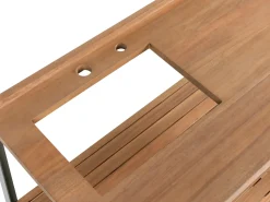 Isola per cucina esterna con lavello IVREA Legno di acacia certificato Marrone/Argento