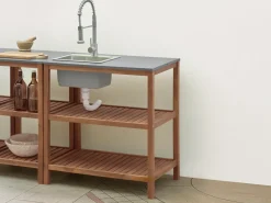 Isola per cucina esterna con lavello BRUCOLI Legno d'acacia Marrone/Argento