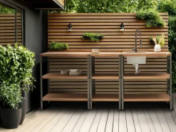 Isola per cucina esterna IVREA Legno di acacia certificato Marrone