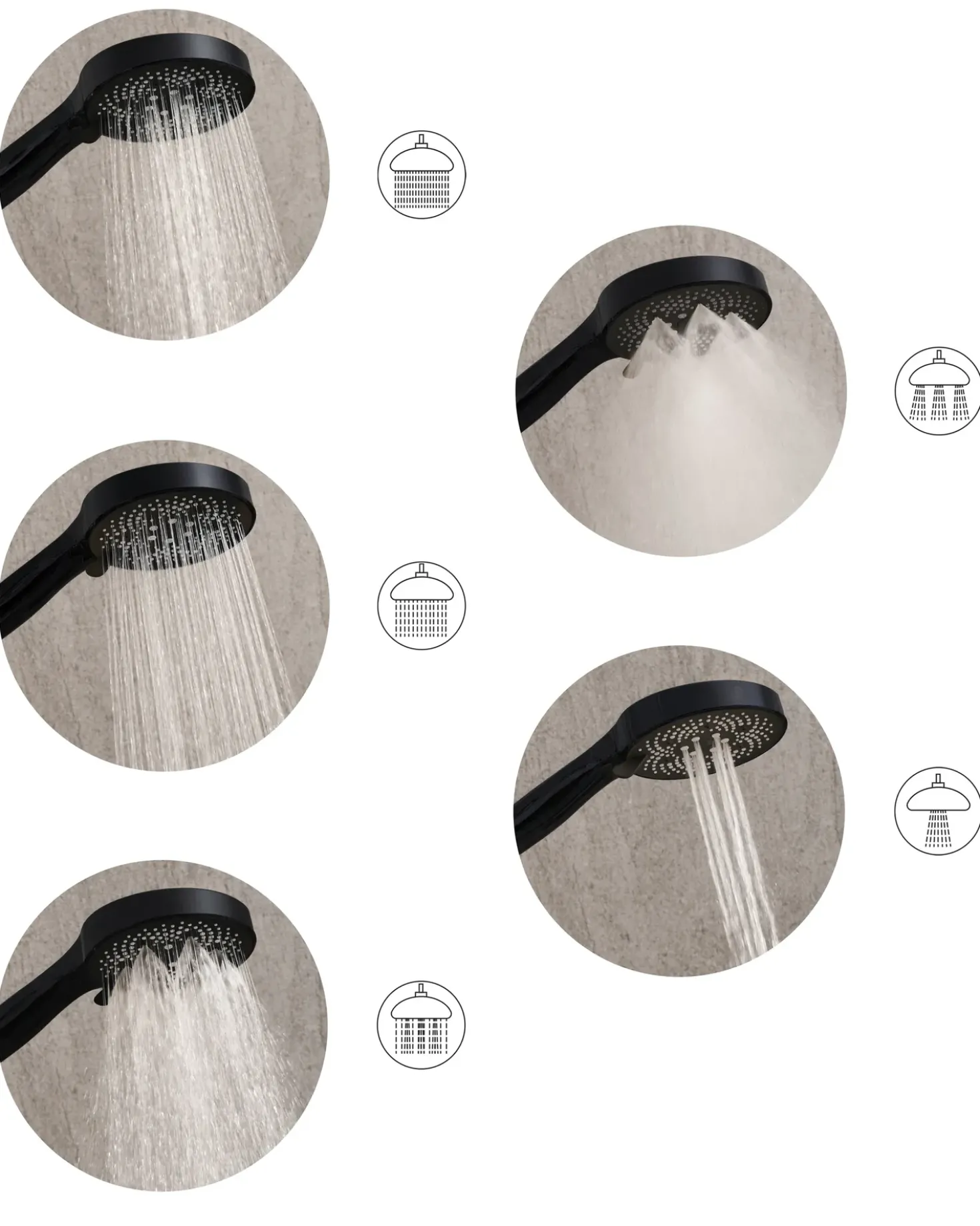 Kit doccia con soffione e flessibile ICHMA 5 Funzioni Nero