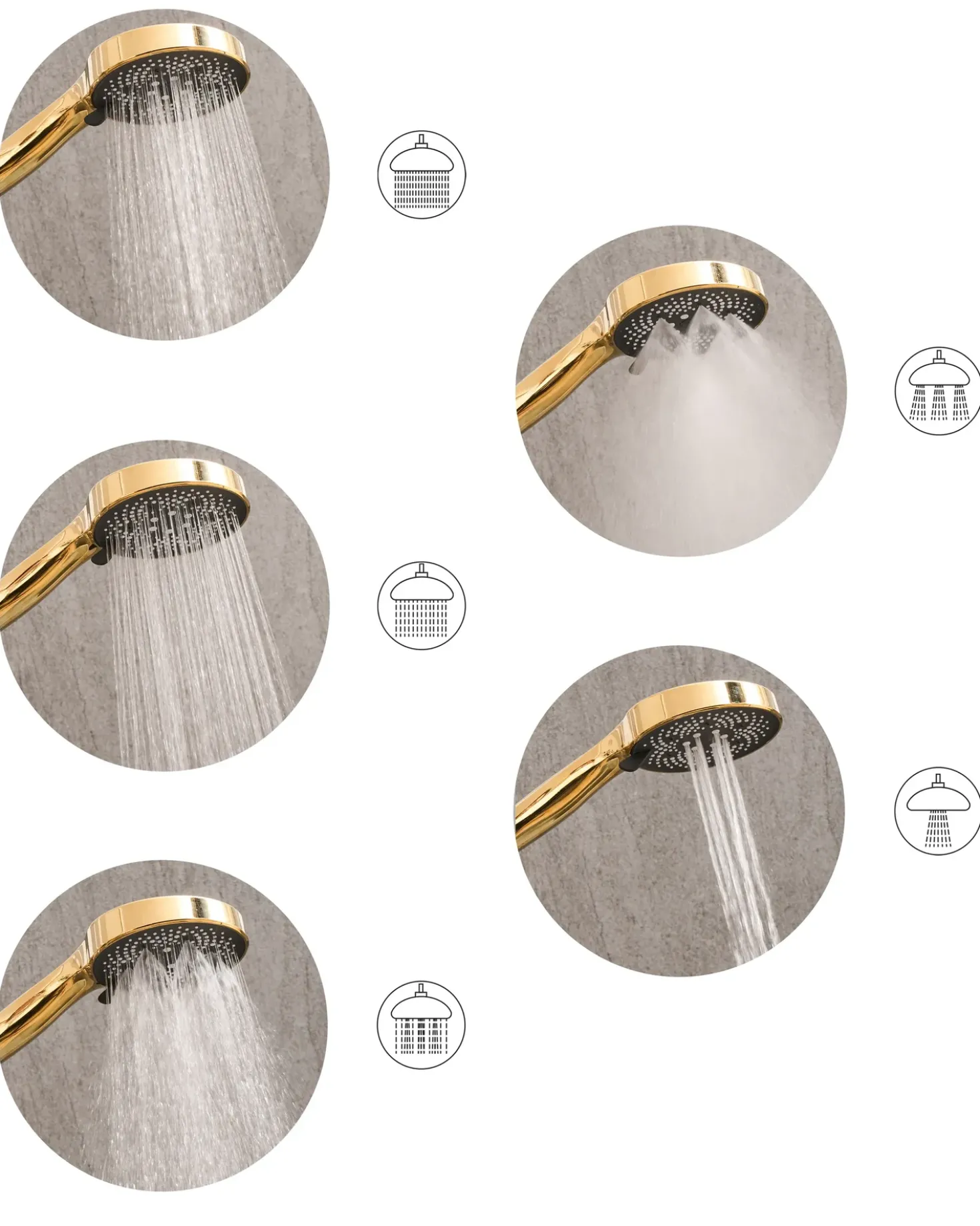 Kit doccia con soffione e flessibile ICHMA 5 Funzioni Oro