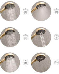 Kit doccia con soffione e flessibile MAPIRI 6 Funzioni Oro