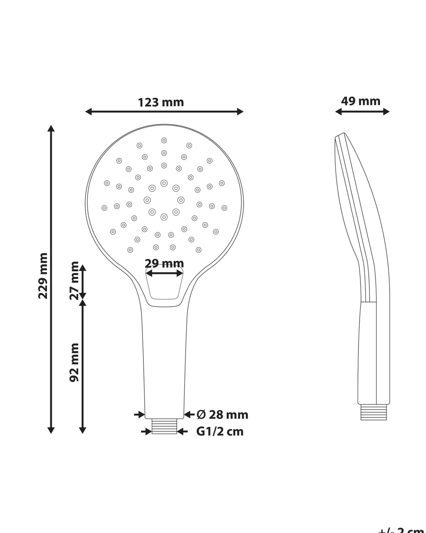 Kit doccia con soffione e flessibile IQUIRA 4 Funzioni Argento