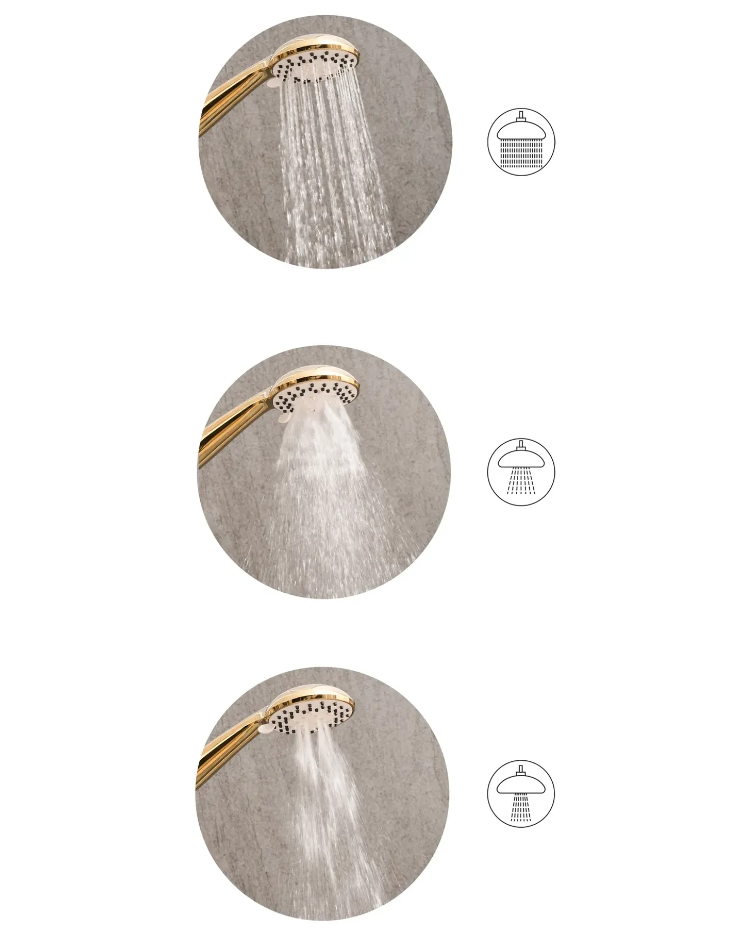 Kit doccia con soffione e flessibile MACAY 3 Funzioni Oro