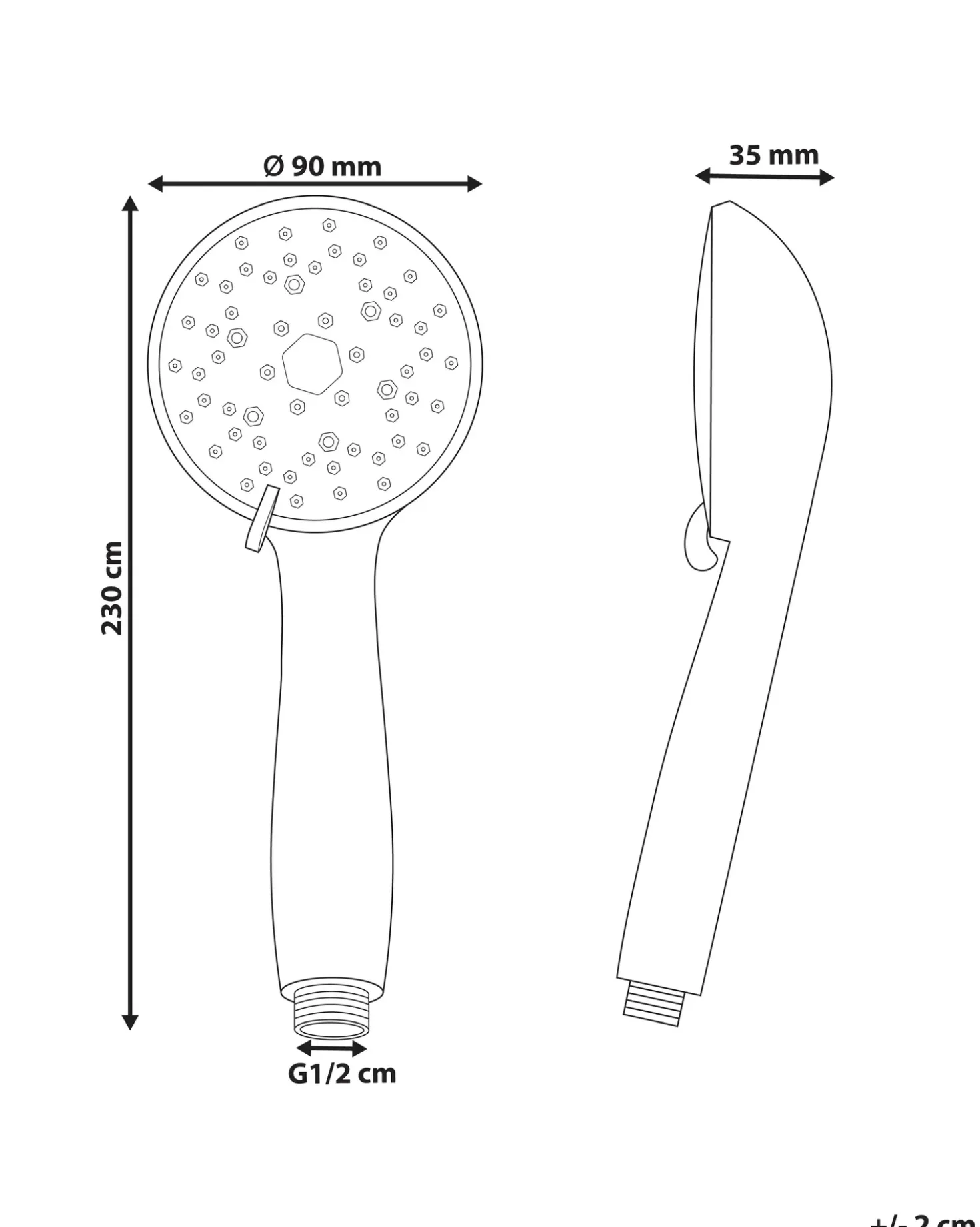 Kit doccia con soffione e flessibile MACAY 3 Funzioni Oro