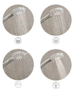 Kit doccia con soffione e flessibile CHURUN 4 Funzioni Argento