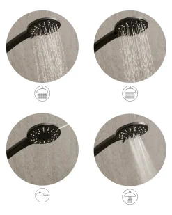 Kit doccia con soffione e flessibile CHURUN 4 Funzioni Nero