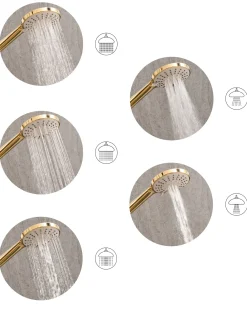 Kit doccia con soffione e flessibile UCHIZA 5 Funzioni Oro