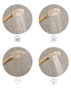 Kit doccia con soffione e flessibile CHURUN 4 Funzioni Oro