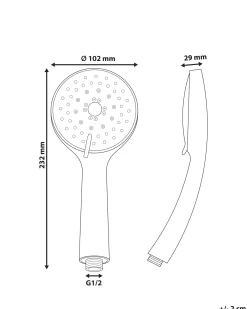 Kit doccia con soffione e flessibile TAMUSHAL 3 Funzioni Argento