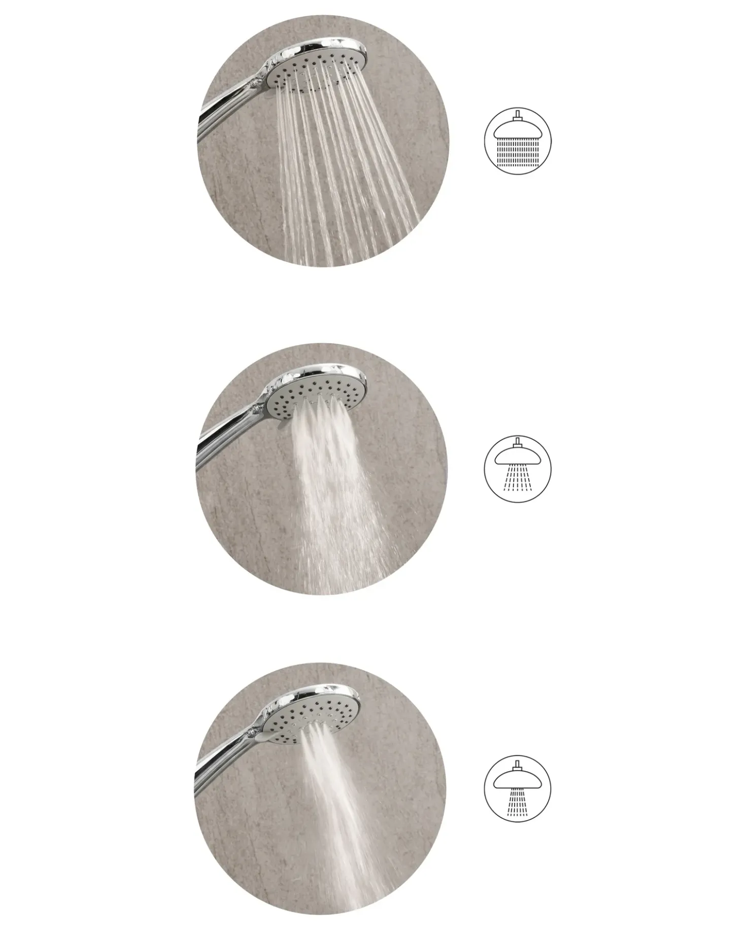 Kit doccia con soffione e flessibile TAMUSHAL 3 Funzioni Argento