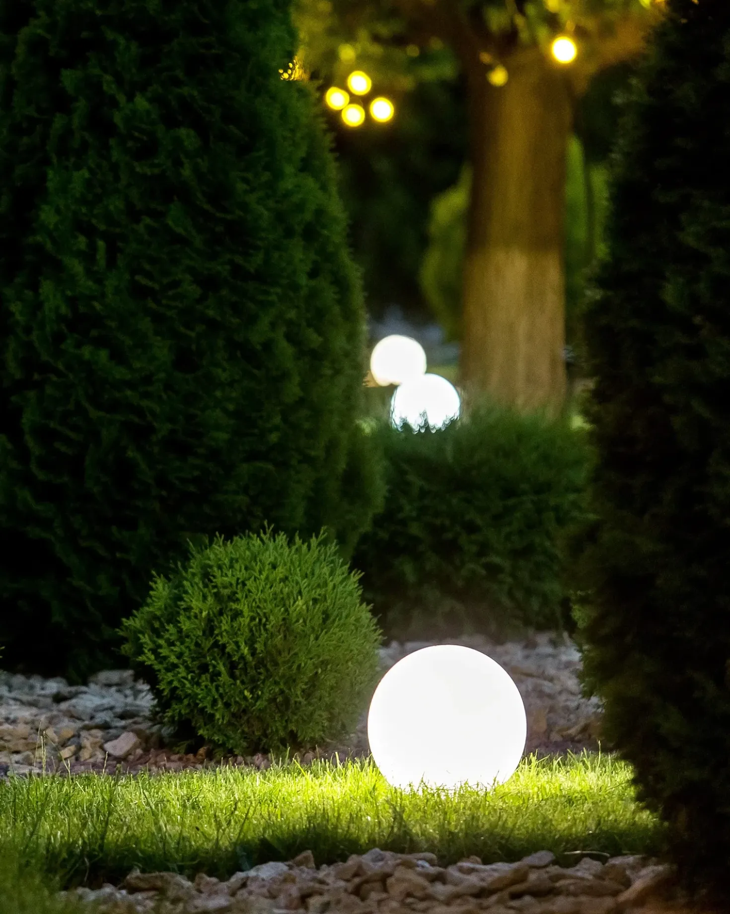 Lampada a sfera LED per esterni JOCOY con telecomando Bianco sporco