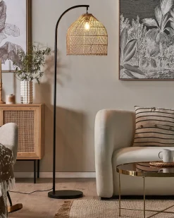 Lampada da pavimento BERNICA Rattan Naturale