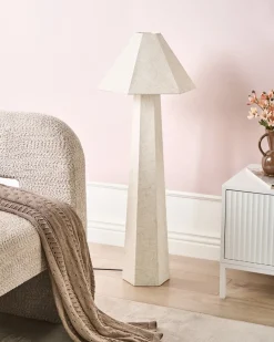 Lampada da pavimento DEMBI Lino sintetico Beige chiaro