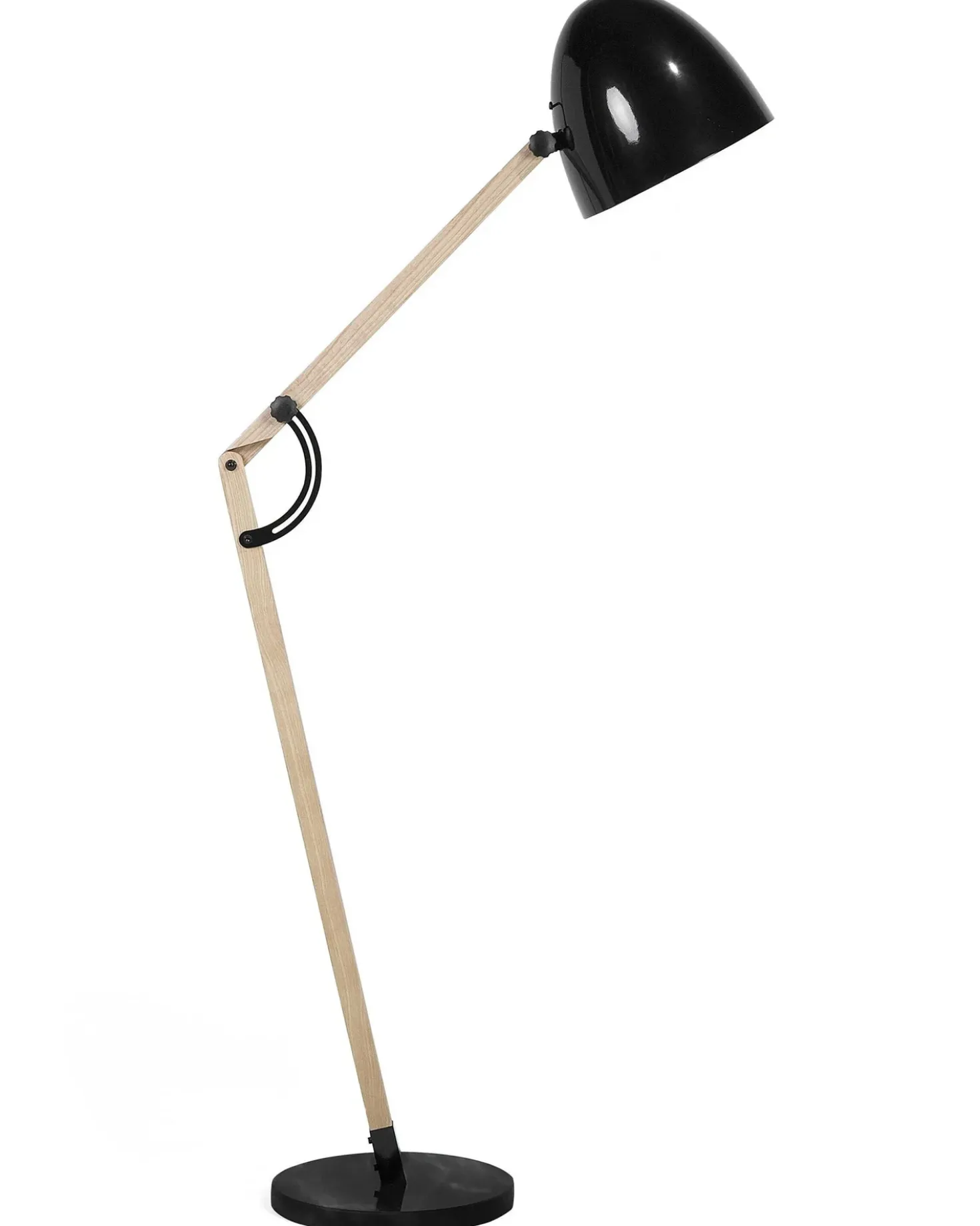 Lampada da pavimento HETTON Regolabile Legno di quercia Nero