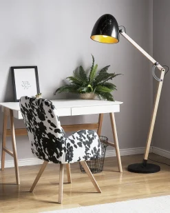 Lampada da pavimento HETTON Regolabile Legno di quercia Nero
