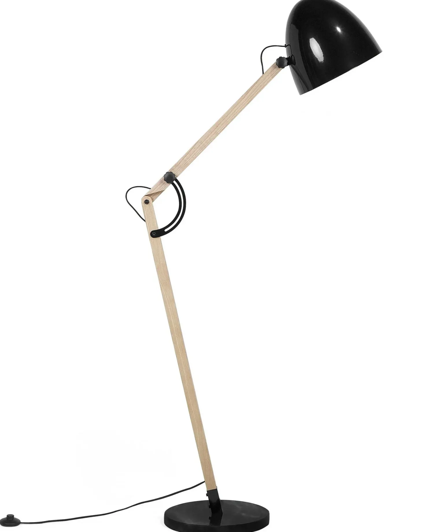 Lampada da pavimento HETTON Regolabile Legno di quercia Nero