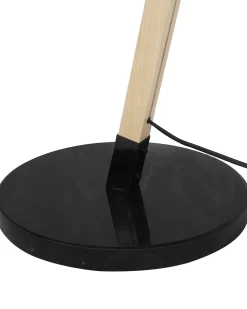 Lampada da pavimento HETTON Regolabile Legno di quercia Nero