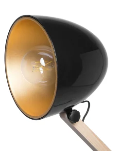 Lampada da pavimento HETTON Regolabile Legno di quercia Nero