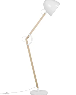 Lampada da pavimento HETTON Regolabile Legno di quercia Bianco