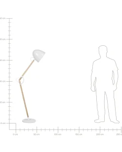 Lampada da pavimento HETTON Regolabile Legno di quercia Bianco