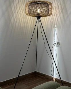 Lampada da pavimento JAVARI Bambù Marrone/Nero