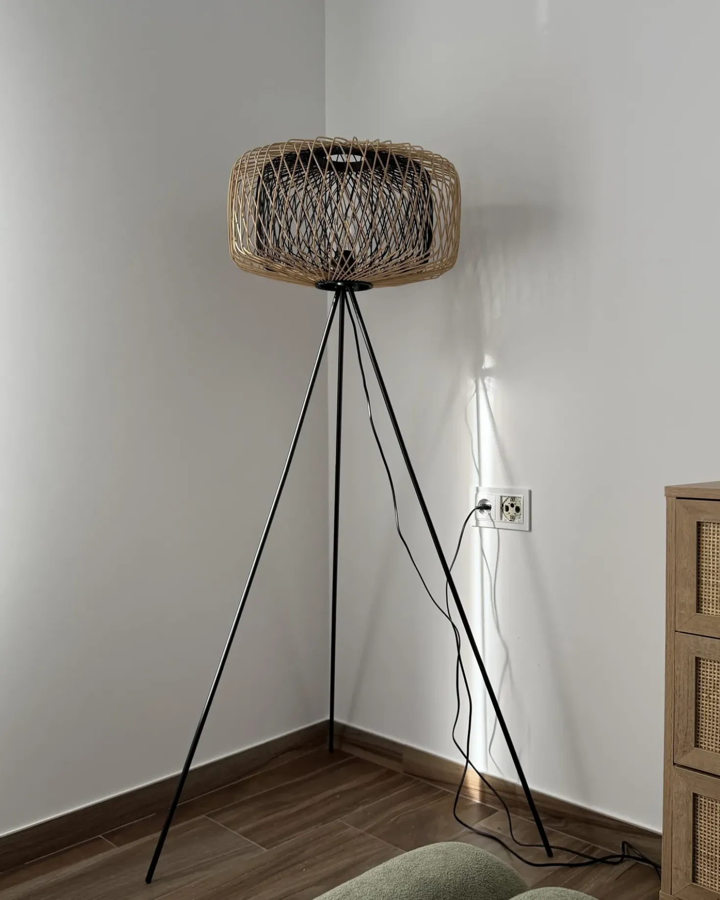 Lampada da pavimento JAVARI Bambù Marrone/Nero