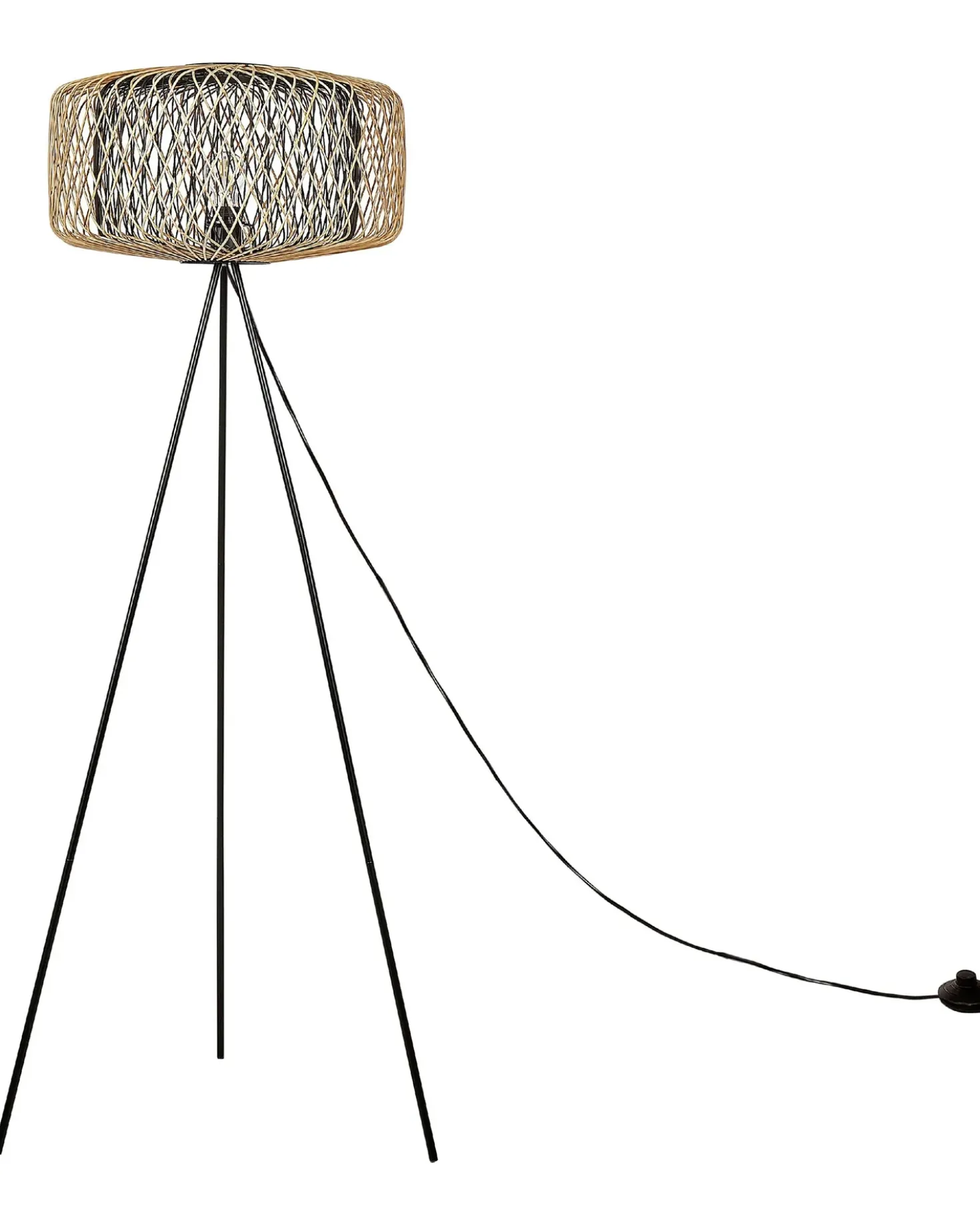 Lampada da pavimento JAVARI Bambù Marrone/Nero