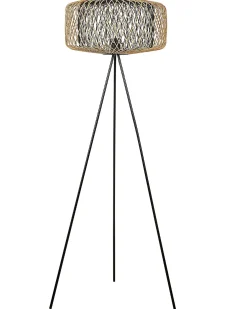 Lampada da pavimento JAVARI Bambù Marrone/Nero