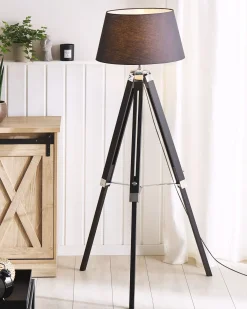 Lampada da pavimento MADEIRA Legno di pino Nero