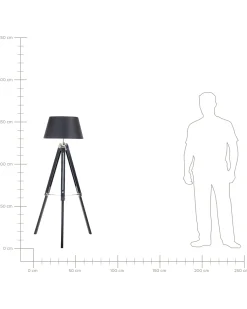 Lampada da pavimento MADEIRA Legno di pino Nero