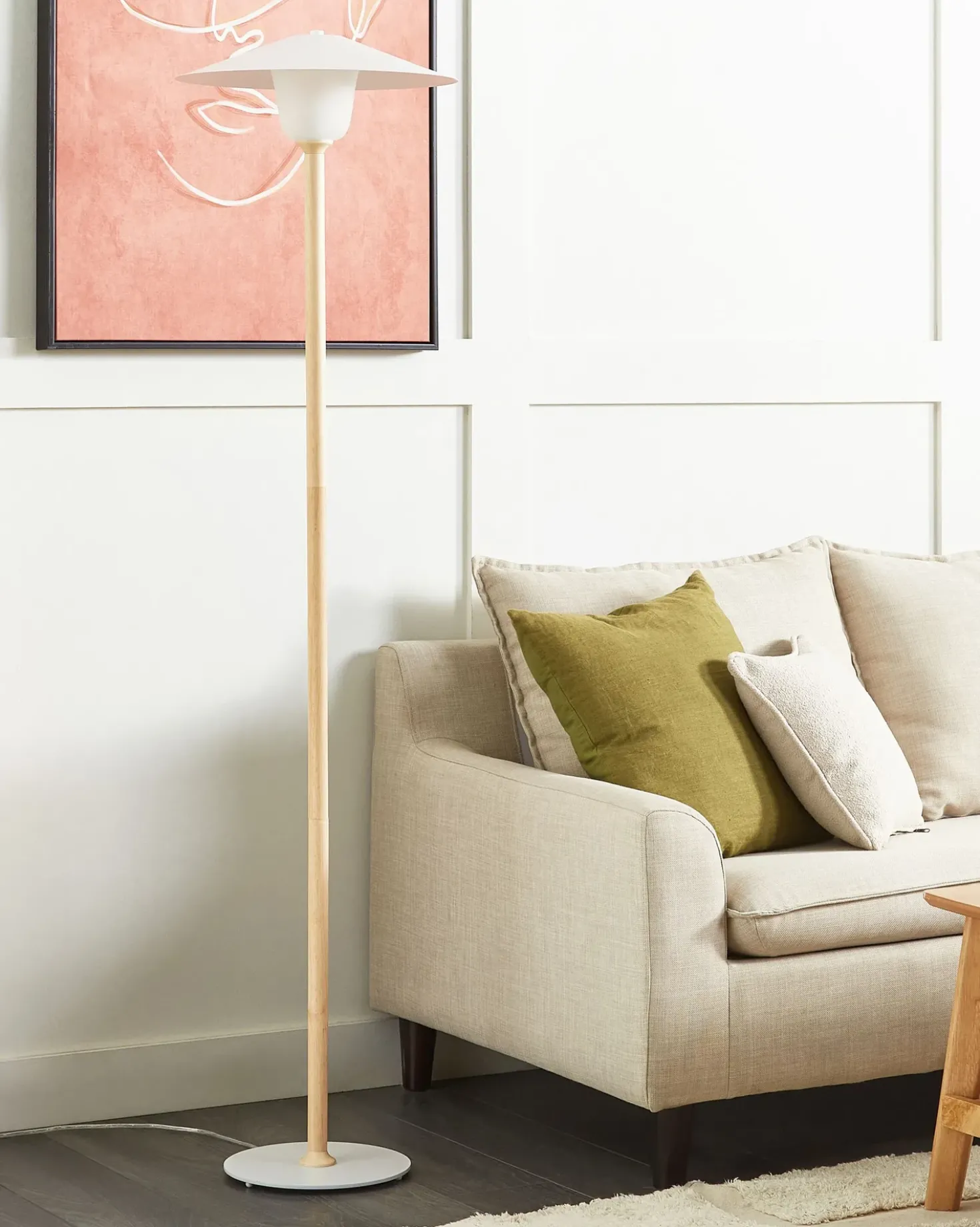 Lampada da pavimento MOPPY Legno di quercia Bianco