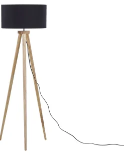 Lampada da pavimento NITRA Legno di quercia Nero